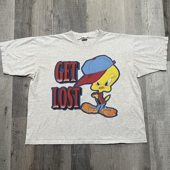 Looney Tunes Other - Vintage Tweety Bird Big Graphic Get Lost Cartoon Looney Tunes 90s Mens T Shirt